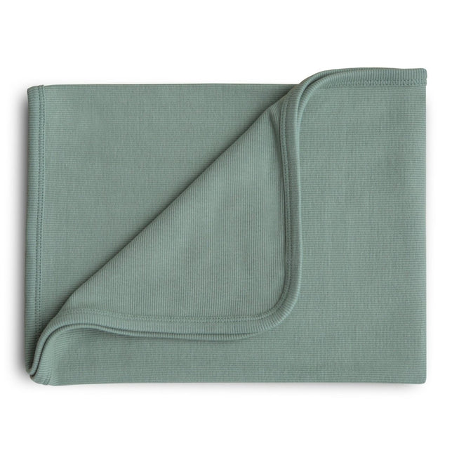 Mushie Wiegdeken Ribbed Roman Green koop je bij Babywinkel