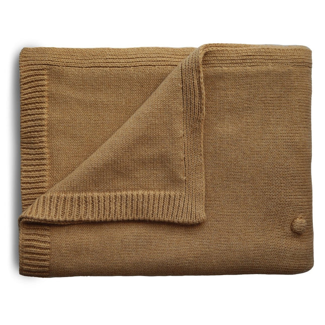 Mushie Wiegdeken Textured Dots Mustard Melange koop je bij Babywinkel