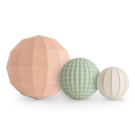 Mushie Speelbal Met Textuur Pastel 3St koop je bij Babywinkel