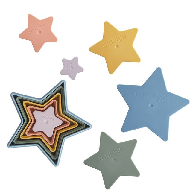 Mushie Stapeltoren Sterren Retro 5 Delig koop je bij Babywinkel