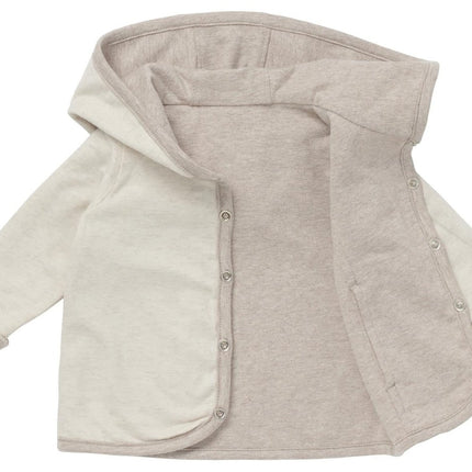 Noppies Baby Vestje Rev Bonny Taupe Melange Tweezijdig koop je bij Babywinkel