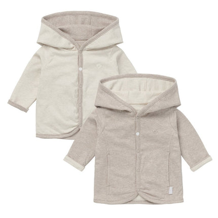 Noppies Baby Vestje Rev Bonny Taupe Melange Tweezijdig koop je bij Babywinkel