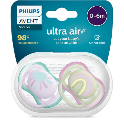 Philips Avent Fopspeen +0 Maanden Air Zon/Regenboog Girl koop je bij Babywinkel