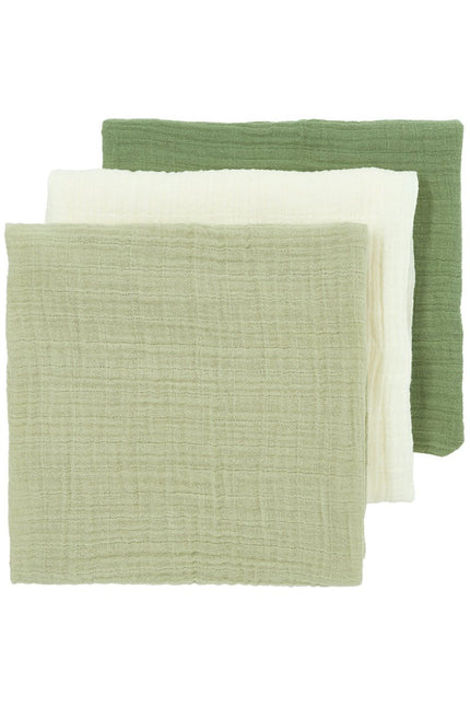 Meyco Hydrofiele Doek Naturel/Soft Olive/Olive Green 70Cm 3St koop je bij Babywinkel
