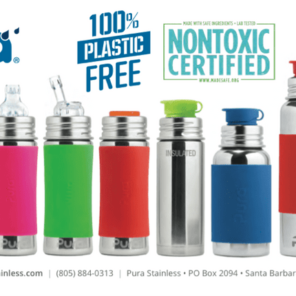 Pura Babyfles Rvs 325 Ml + Silicone Speen Medium Flow + Silicone Reisdop + Mint Sleeve koop je bij Babywinkel