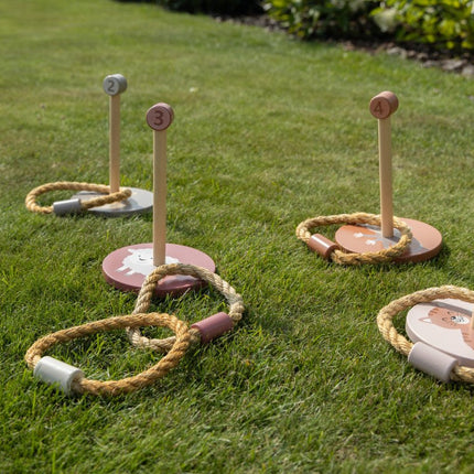 JeP Kids Houten Speelgoed Ring Gooien Taupe/Pink koop je bij Babywinkel