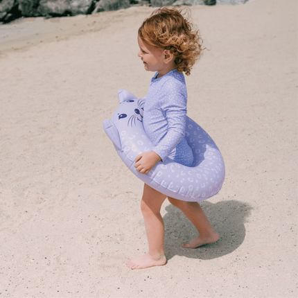 Swim Essentials Badpak Kind Lila Leopard Lange Mouwen Ruffles koop je bij Babywinkel