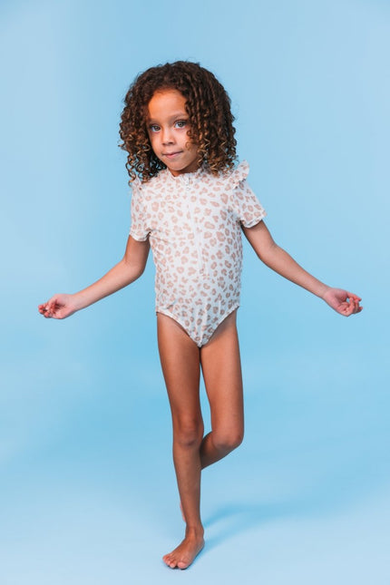 Swim Essentials Uv Zwempak Beige Leopard Rashguard Ruffle koop je bij Babywinkel