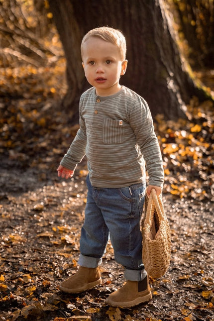 Little Dutch Baby Shirt Lange Mouw Forest Green Stripe koop je bij Babywinkel