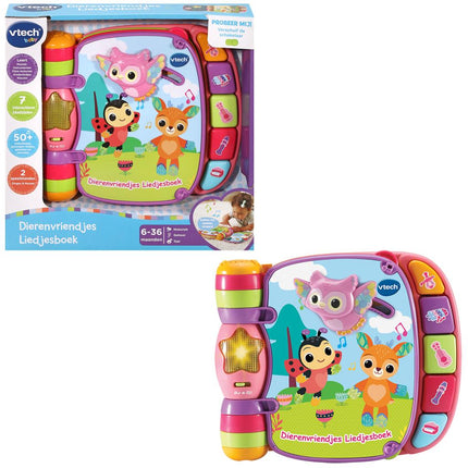 Vtech Baby Boekje Dierenvriendjes Liedjes Roze koop je bij Babywinkel