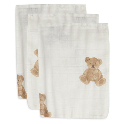 Jollein Washandje Teddy Bear 3 Stuks Hydrofiel koop je bij Babywinkel