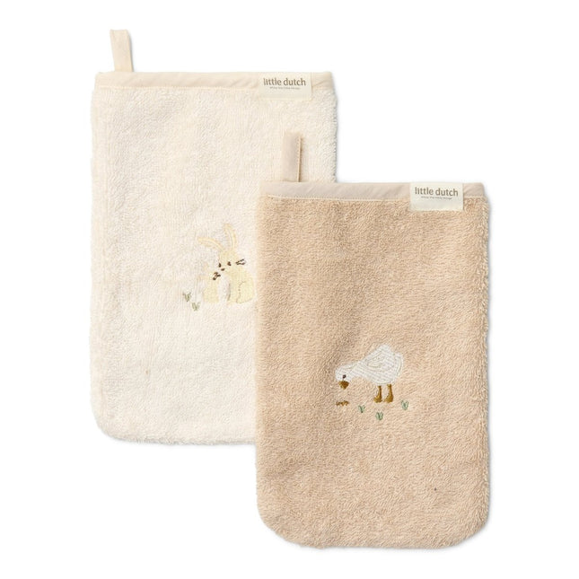 Little Dutch Washandje Baby Bunny Geborduurd Set koop je bij Babywinkel