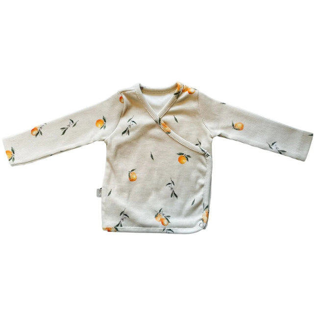 Yumi Baby Overslag Shirt Baby Beige Oranges koop je bij Babywinkel