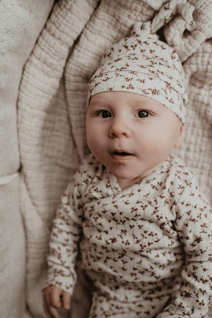 Yumi Baby Overslag Shirt Baby Brown Leafs koop je bij Babywinkel