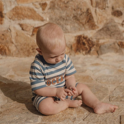 Zwempak korte mouwen Ocean Blue Stripes koop je bij Babywinkel